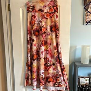 LuLaRoe Orange and Red A-Line Maxi Skirt for Resort Wear